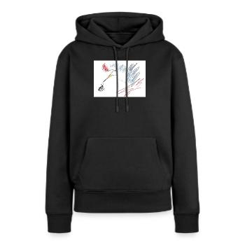 Schau genau da! - Frauen Premium Bio Hoodie - Schwarz - Vorne - Julia (174cm)