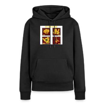 Ma Tulipe Jaune Drôle de Batterie Sociale - Sweat à capuche Premium bio Femme - noir - Devant - Julia (174cm)