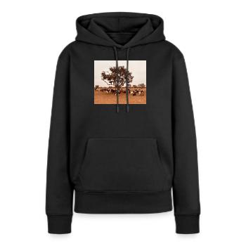 Des chèvres sous un arbre dans la savane - Sweat à capuche Premium bio Femme - noir - Devant - Julia (174cm)