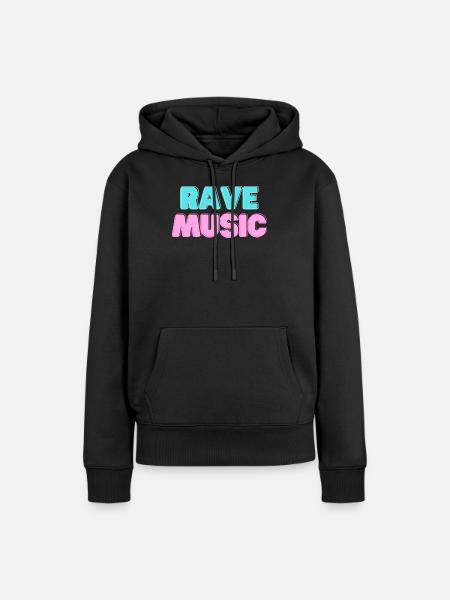 Rave Music Neon 3D - Frauen Premium Bio Hoodie - Schwarz