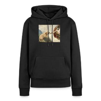 Mème chien God Hand Golden Retriever - Sweat à capuche Premium bio Femme - noir - Devant - Julia (174cm)