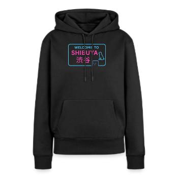 Welcome to Shibuya - Sweat à capuche Premium bio Femme - noir - Devant - Julia (174cm)