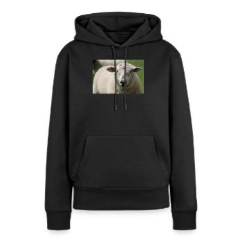 Gros plan d’un mouton - Sweat à capuche Premium bio Femme - noir - Devant - Julia (174cm)