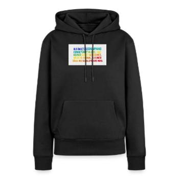 Flaschenpfand als Säule des Systems - Frauen Premium Bio Hoodie - Schwarz - Vorne - Julia (174cm)