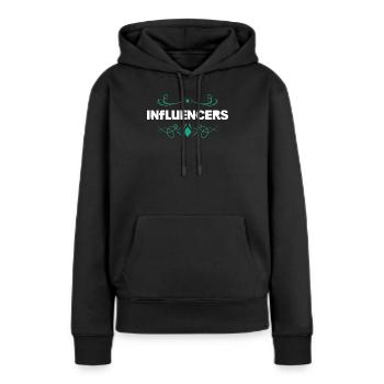 Ornement style Influencer - Sweat à capuche Premium bio Femme - noir - Devant - Julia (174cm)