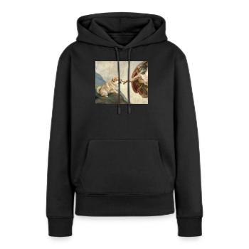 Mème du chien God God Hand Pomeranian Dog - Sweat à capuche Premium bio Femme - noir - Devant - Julia (174cm)