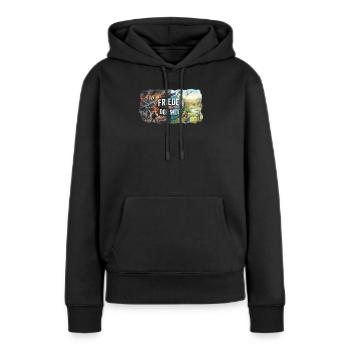 Frieden der Welt - Frauen Premium Bio Hoodie - Schwarz - Vorne - Julia (174cm)