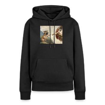 Mème du chien God God Hand du chien bouledogue français - Sweat à capuche Premium bio Femme - noir - Devant - Julia (174cm)