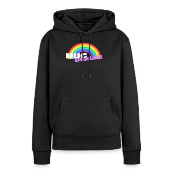 Autocollants Hug Dealer : design arc-en-ciel coloré - Sweat à capuche Premium bio Femme - noir - Devant - Julia (174cm)