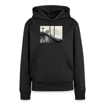 Stone Hill avec croix - Sweat à capuche Premium bio Femme - noir - Devant - Julia (174cm)