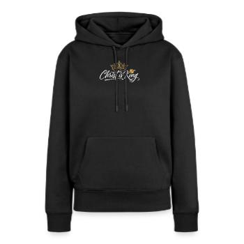 Christ is King - Krone Design - Sweat à capuche Premium bio Femme - noir - Devant - Julia (174cm)