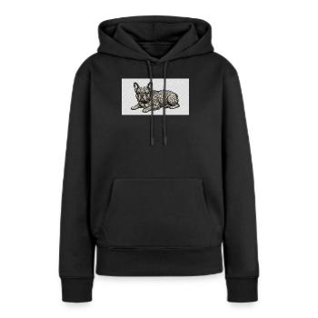 Ornate Bulldog Tattoo Muster - Frauen Premium Bio Hoodie - Schwarz - Vorne - Julia (174cm)