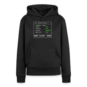 Cadeau humoristique IT Report Report d’incident de vérification système - Sweat à capuche Premium bio Femme - noir - Devant - Julia (174cm)