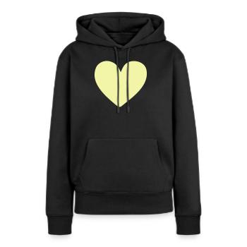 Pastellherz Gelb Kleidungsdruck - Frauen Premium Bio Hoodie - Schwarz - Vorne - Julia (174cm)