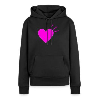 Cœur rose vif | Graphique Modern Love - Sweat à capuche Premium bio Femme - noir - Devant - Julia (174cm)