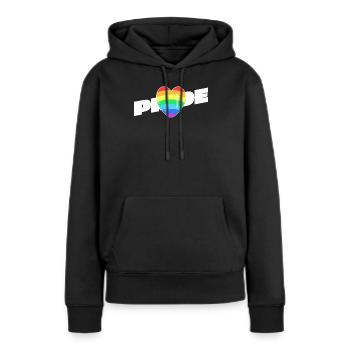 Pride Herz - Regenbogen Design - Frauen Premium Bio Hoodie - Schwarz - Vorne - Julia (174cm)