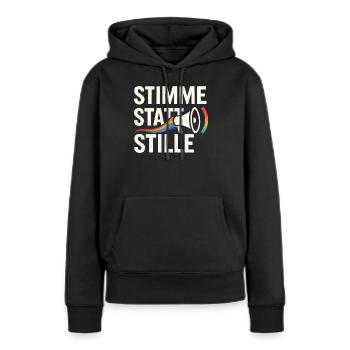 Stimme statt Stille Pride Statement Vielfalt - Frauen Premium Bio Hoodie - Schwarz - Vorne - Julia (174cm)