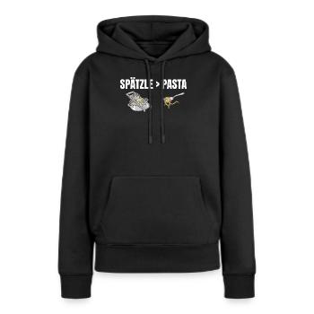 Spätzle sind besser als Pasta Schwäbisch - Frauen Premium Bio Hoodie - Schwarz - Vorne - Julia (174cm)