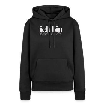 Ich bin trotzdem freundlich Humorvolles Statement - Frauen Premium Bio Hoodie - Schwarz - Vorne - Julia (174cm)