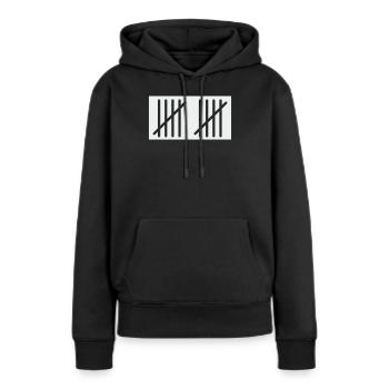 10_stripes- - Frauen Premium Bio Hoodie - Schwarz - Vorne - Julia (174cm)