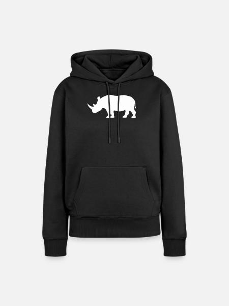 Rhino Silhouette Minimalist - Frauen Premium Bio Hoodie - Schwarz