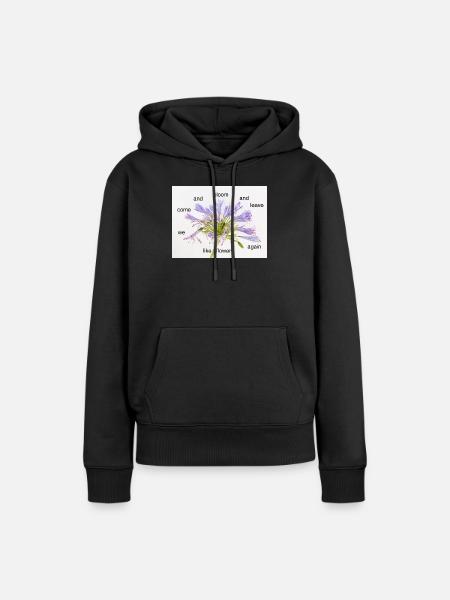 Zyklus der Blüte – Blumenpoem - Frauen Premium Bio Hoodie - Schwarz