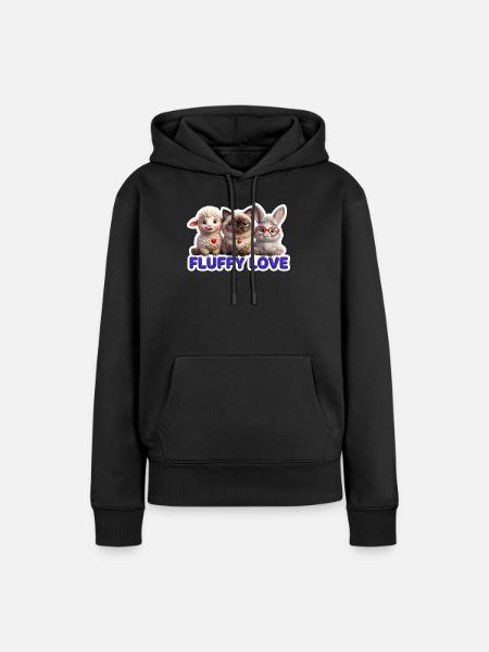 Fluffy Liebe Trio - Frauen Premium Bio Hoodie - Schwarz