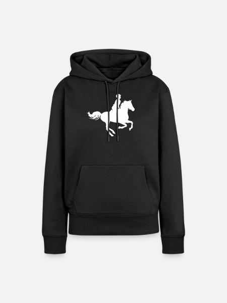 Galoppierende Reiterin Silhouette - Frauen Premium Bio Hoodie - Schwarz