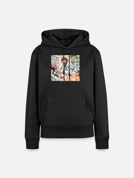 Apothekerchaos im Labor-Comic - Frauen Premium Bio Hoodie - Schwarz