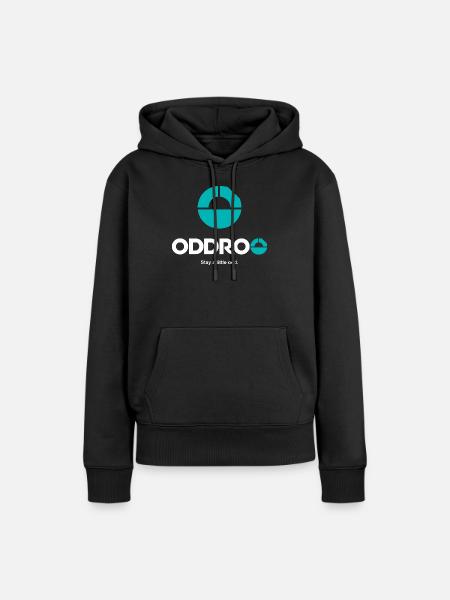 ODDROO – Logo Weiss und Türkis - Frauen Premium Bio Hoodie - Schwarz