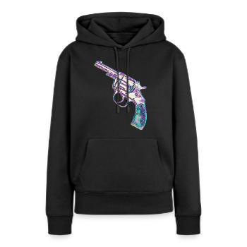 Revolver coloré - Sweat à capuche Premium bio Femme - noir - Devant - Julia (174cm)
