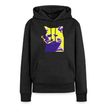 Fumer pour chat - Sweat à capuche Premium bio Femme - noir - Devant - Julia (174cm)