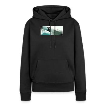 Im Rausch der Wellen - Frauen Premium Bio Hoodie - Schwarz - Vorne - Julia (174cm)