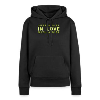 Juste une fille amoureuse d’une fille - Sweat à capuche Premium bio Femme - noir - Devant - Julia (174cm)