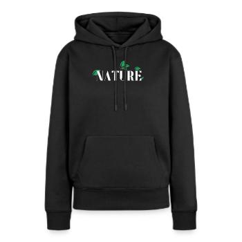 Nature Leaves Serif Logo - Frauen Premium Bio Hoodie - Schwarz - Vorne - Julia (174cm)