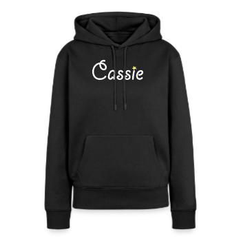 Cassie - Sweat à capuche Premium bio Femme - noir - Devant - Julia (174cm)