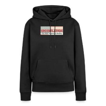 Kritik an amerikanischer Geldpolitik - Frauen Premium Bio Hoodie - Schwarz - Vorne - Julia (174cm)