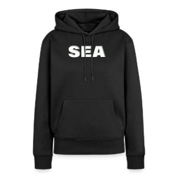 Mer - Sweat à capuche Premium bio Femme - noir - Devant - Julia (174cm)