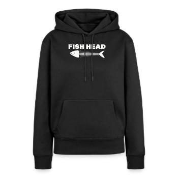 tête de poisson - Sweat à capuche Premium bio Femme - noir - Devant - Julia (174cm)