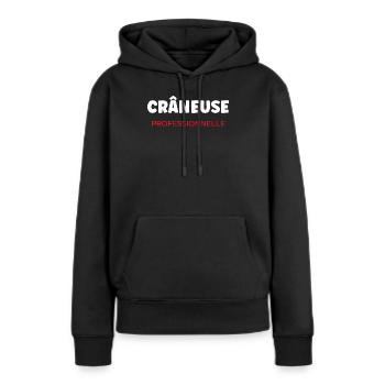 craneuse - Sweat à capuche Premium bio Femme - noir - Devant - Julia (174cm)