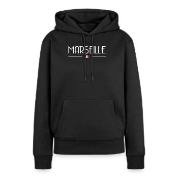 Marseille - Frauen Premium Bio Hoodie - Schwarz - Vorne - Julia (174cm)