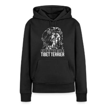 TIBET TERRIER life is better Hunde Wilsigns - Frauen Premium Bio Hoodie - Schwarz - Vorne - Julia (174cm)