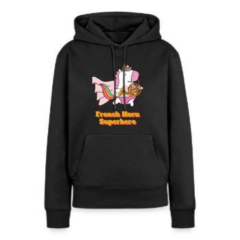 Unicorn French Horn Superhero - Women’s Premium Organic Hoodie - black - Front - Julia (174cm)