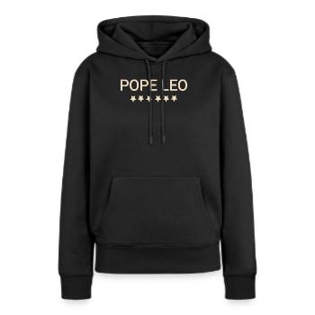 Texte du pape Léon - Sweat à capuche Premium bio Femme - noir - Devant - Julia (174cm)