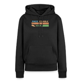 TEMPO STOLPERT HOCH - Frauen Premium Bio Hoodie - Schwarz - Vorne - Julia (174cm)