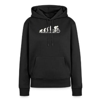 Gravel Bike Evolution - Frauen Premium Bio Hoodie - Schwarz - Vorne - Julia (174cm)