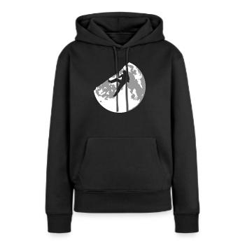 pleine lune et escalade - Sweat à capuche Premium bio Femme - noir - Devant - Julia (174cm)