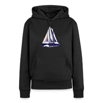 voilier voilier voilier voilier voilier voilier - Sweat à capuche Premium bio Femme - noir - Devant - Julia (174cm)