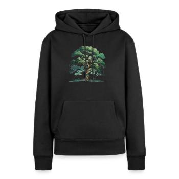 Étreinte d’arbre - Sweat à capuche Premium bio Femme - noir - Devant - Julia (174cm)