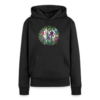 Iris - Sweat à capuche Premium bio Femme - noir - Devant - Julia (174cm)